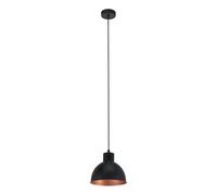Eglo Suspension luminaire Truro 1, lustre suspendu style vintage, industriel et rétro, lampe de salle à manger en acier noir et cuivre, douille E27