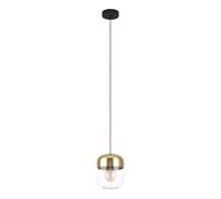 Eglo suspension Maryvilla, 1 flamme, lampe suspendue élégante pour table à manger, abat-jour en verre transparent et or, métal noir, Ø 17 cm
