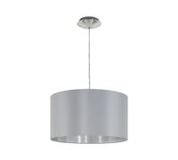 Suspension en textile MASERLO 1 ampoule nickel satiné abat jour gris
