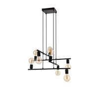 Eglo Suspension Mezzana 8 Ampoules Vintage Industrial Moderne Suspension en Acier Noir Lampe de Table de Salle à Manger Suspension avec Douille E27