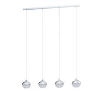 Eglo Suspension Mioglia 1, lampe à 3 flammes, élégante, en acier, plastique et granille chromé, blanc, transparent, pour salle à manger, salon, avec douille E14