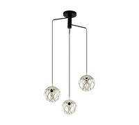 Eglo Suspension Mirtazza, lampe suspendue 3 flammes vintage, style campagne, suspension en acier champagne et noir, lampe de table à manger, lampe de salon suspendue avec douille E27, Ø 59 cm