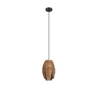 Eglo Suspension Mongu 1, lampe suspendue vintage 1 flamme, style africain boho, en rotin et acier, lampe table à manger, salon, naturel noir, douille E27