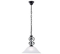 Eglo Suspension Murcia, lampe suspendue vintage 1 flamme, style rustique, suspension en acier noir, verre albâtre blanc, lampe de table à manger, lampe de salon suspendue avec douille E27
