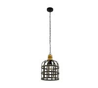 Suspension OLDCASTLE E27 1X60W en acier et bois noir et marron D315mm