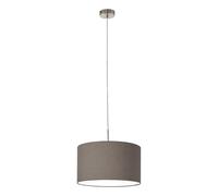 Eglo Suspension Pasteri, lampe suspendue textile 1 flamme, luminaire suspendu en acier et tissu, couleur : nickel mat, anthracite marron, douille : E27, Ø : 38 cm
