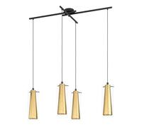 Eglo Suspension Pinto Gold, lampe suspendue 4 flammes, lampe de salle à manger en métal noir avec verre transparent et doré, douille E27