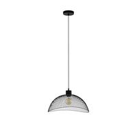 Eglo Suspension Pompeya, lampe suspendue vintage 1 flamme, style industriel et rétro, suspension en acier, lampe de table à manger, lampe de salon suspendue noire, douille E27, L x l 45 x 44 cm