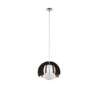 Eglo Suspension Rambla - 1 Ampoule - Suspension Extravagante - en Acier, Bois et Verre Laiteux - Nickel Mat - Noir et Blanc - Lampe de Salle à Manger Suspendue avec Douille E27