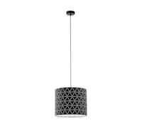 Eglo Suspension Ramon 1 Ampoule Moderne en Acier Noir, Blanc, Lampe de Table de Salon Suspendue avec Douille E27, Ø 37 cm