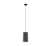 Eglo Suspension Ramon, lampe suspendue à une flamme, luminaire en acier noir et blanc, lampe de salle à manger, lampe de salon suspendue avec douille E27, Ø 16 cm