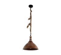 Eglo Suspension Riddlecombe, 1 Lampe Suspendue Vintage Industrial, Rétro Suspension Bois Acier et Naturel Corde Lampe de Table de Salon Suspension Luminaire Suspendu Marron E27