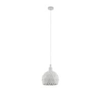 Eglo Suspension Roccaforte - 1 Ampoule - Moderne - en Acier - Blanc - Lampe de Table à Manger - Lampe de Salon Suspendue avec Douille E14 - Diamètre : 17 cm
