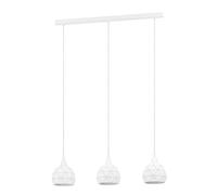 Eglo Suspension Roccaforte, lampe suspendue 3 flammes, luminaire en acier, couleur : blanc, douille : E14