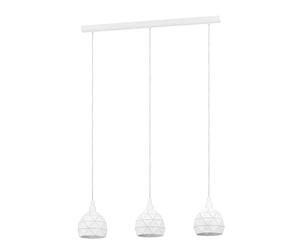 Eglo Suspension Roccaforte, lampe suspendue 3 flammes, luminaire en acier, couleur : blanc, douille : E14