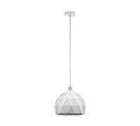 Eglo Suspension Roccaforte, suspension 1 flamme, lampe suspendue en acier, blanc, douille : E27, Ø 40 cm