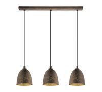 Eglo Suspension Safi, lampe vintage 3 flammes pour table à manger design industriel, suspension rétro en acier marron et or, douille E27