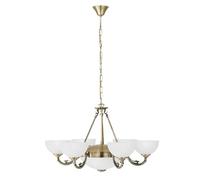 Eglo Suspension Savoy, 8 flammes vintage rustique, métal patiné, verre satiné blanc, lampe suspendue pour salle à manger ou salon, douilles E14 et E27