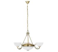 Eglo Suspension Savoy, lampe suspendue 5 flammes vintage, style rustique, suspension en métal patiné, verre satiné blanc, lampe de salle à manger, lampe de salon suspendue avec douilles E14 et E27