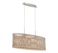 Eglo Suspension Sendero, lampe suspendue Boho, luminaire en acier nickel mat, bois d'érable, lampe de salle à manger naturelle, luminaire salon suspendu avec douille E27, 77,5 cm