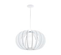 Eglo Suspension Stellato 2-1 Ampoule - Vintage - en Acier, Bois et Verre - Blanc - Lampe de Salle à Manger - avec Douille E27 - Diamètre de 50 cm