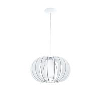 Eglo Suspension Stellato 2-1 Ampoule - Vintage - en Acier, Bois et Verre - Blanc - Lampe de Salle à Manger - avec Douille E27 - Diamètre 40 cm