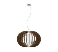 Eglo Suspension Stellato 3, 1 Ampoule Suspension Vintage, en Acier, Bois et Verre en Nickel Mat, Lampe de Salle à Manger, Lampe de Salon Suspendue avec Culot, Marron, Blanc, 70 X 70 X 200 cm