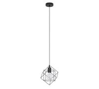 Eglo Suspension Straiton 1 Ampoule Vintage Industrial Moderne Suspension en Acier Noir Lampe de Table de Salle à Manger Suspension avec Douille E27 L 24cm L 205cm