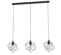 Eglo Suspension Straiton 3 Ampoules Vintage Industriel Moderne Suspension en Acier Noir Lampe de Table de Salle à Manger Suspension avec Douille E27 L 905cm