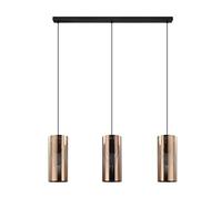 Eglo Suspension Tabiago, lampe suspendue vintage à 3 flammes, style industriel, suspension en acier noir et or rose, lampe pour table à manger, lampe de salon suspendue avec douille E27