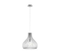 Eglo Suspension Tindori, lampe suspendue vintage 1 flamme, suspension en acier et bois nickel mat, blanc, lampe pour table à manger, lampe de salon suspendue avec douille E27, Ø 38 cm