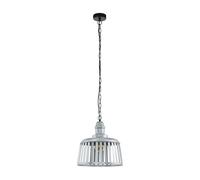 Eglo Suspension Wraxall 1, lampe suspendue 1 flamme vintage, industrielle, rétro, suspension en acier argenté et noir, lampe de salle à manger, lampe de salon suspendue, douille E27