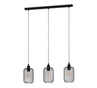 Eglo Suspension Wrington, lampe suspendue 3 flammes vintage, industrielle, rétro, suspension en acier, lampe de table à manger, lampe de salon suspendue noire, douille E27, L 74 cm