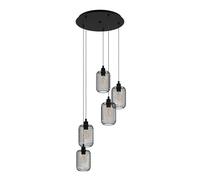 Eglo Suspension Wrington, lampe suspendue 5 flammes vintage, industrielle, rétro, suspension en acier, lampe pour table à manger, lampe de salon suspendue noire, douille E27, Ø 54 cm