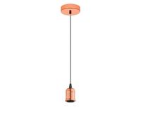 Eglo Suspension Yorth, lampe suspendue vintage industrielle 1 flamme en acier cuivre, câble noir et blanc, lampe de salle à manger, lampe de salon suspendue avec douille E27