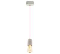 Eglo Suspension Yorth, luminaire suspendu à une lampe, style vintage industriel, suspension en acier gris, câble rouge, lampe pour table à manger, lampe de salon suspendue avec douille E27