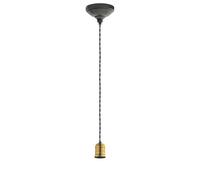 Eglo Suspension Yorth, suspension à une lampe vintage industrielle, lampe suspendue en acier noir et or, câble noir, lampe pour table à manger et salon avec douille E27