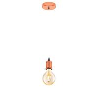 Eglo Suspension Yorth, suspension à une lampe vintage industrielle, luminaire suspendu en acier cuivre, câble noir, lampe de table à manger, lampe de salon suspendue avec douille E27