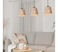 Eglo Suspension luminaire Tabley, lustre naturel à 3 lampes pour salon et salle à manger, lampe de plafond suspendue en bambou et lin, douille E27, 89 cm