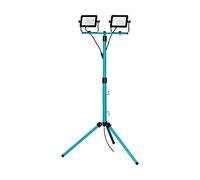 EGLO Trépied projecteur LED chantier, lampe de travail ajustable en | hauteur, éclairage d’atelier avec double spot pivotant, aluminium turquoise et plastique noir, IP65, blanc neutre, 4900lm