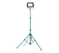 EGLO Trépied projecteur LED chantier, lampe de travail ajustable en | hauteur, éclairage d’atelier avec spot pivotant, aluminium turquoise et plastique noir, IP65, blanc neutre, 4500lm