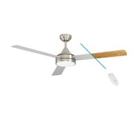 EGLO Ventilateur de plafond SESIMBRA, ventilateur à 3 pales avec lumière, télécommande, fonctionnement été hiver, blanc chaud/blanc froid, dimmable, moteur AC, Ø132cm