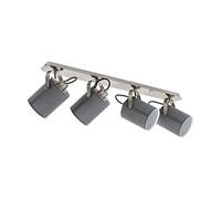 Eglo Villabate 4 Spots Design 98142, Acier, Nickel Satiné/Tissu 40 W Gris