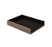 Eglooh - Atena - Corbeille à Courrier Cuir Véritable Gris Taupe - Casier Rangement Bureau DIN A4 - pour Lettres Documents - cm 32 x 24,2 x H.5 - Entièrement Fabriqué en Italie