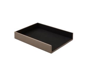 Eglooh - Atena - Corbeille à Courrier Cuir Véritable Gris Taupe - Casier Rangement Bureau DIN A4 - pour Lettres Documents - cm 32 x 24,2 x H.5 - Entièrement Fabriqué en Italie