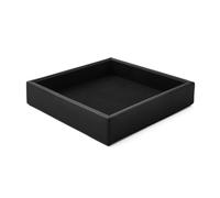 eglooh - Atena - Vide Poche Cuir Véritable Noir - Organiseur de Bureau Design Moderne - Plateau de Rangement pour Clés, Pièces de Monnaie, Bijoux - cm 16,5 x 16,5 - Made in Italy