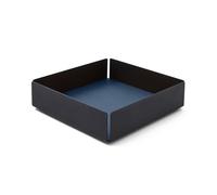 eglooh - Dafne - Vide Poche avec Structure en Acier Noir Mat - Fond Interne en Cuir Véritable Bleu - Organiseur de Bureau, Plateau de Rangement cm 14,5 x 14,5 x H.4 - Made in Italy