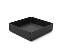 eglooh - Dafne - Vide Poche avec Structure en Acier Noir Mat - Fond Interne en Cuir Véritable Noir - Organiseur de Bureau, Plateau de Rangement cm 14,5 x 14,5 x H.4 - Made in Italy