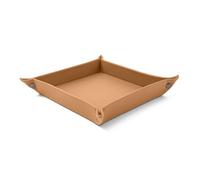 eglooh - Iris - Vide Poche Cuir Véritable Marron Clair - Organiseur de Bureau Design Moderne - Plateau de Rangement pour Clés, Pièces de Monnaie, Bijoux - cm 18 x 18 - Made in Italy