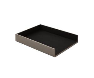 Eglooh - Minerva - Corbeille à Courrier Cuir Gris Taupe - Casier Rangement Bureau DIN A4 - pour Lettres Documents - cm 32 x 24,2 x H.5 - Entièrement Fabriqué en Italie